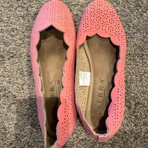 Coral pink flats